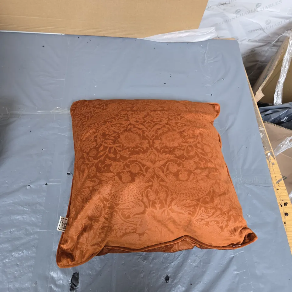 DECORATIVE ORANGE DAMASK CUSHION