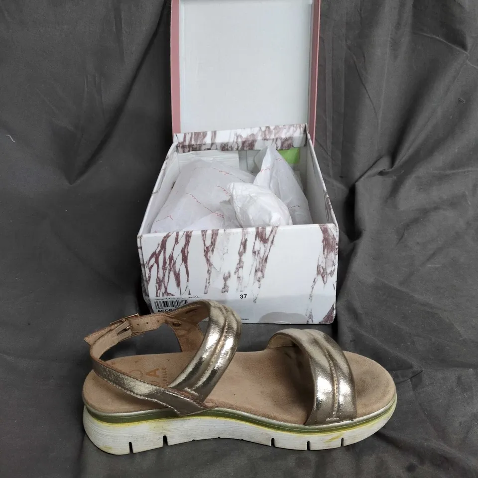 MODA IN PELLE LEATHER SANDALS – GOLD METALLIC, UK 4 (EU 37)