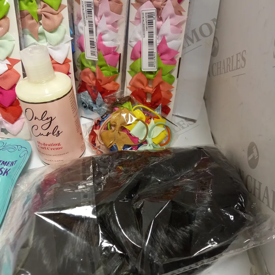 LOT OF APPROX 10 TO INCLUDE HAIR CLIPS , CURL CREME , WIG