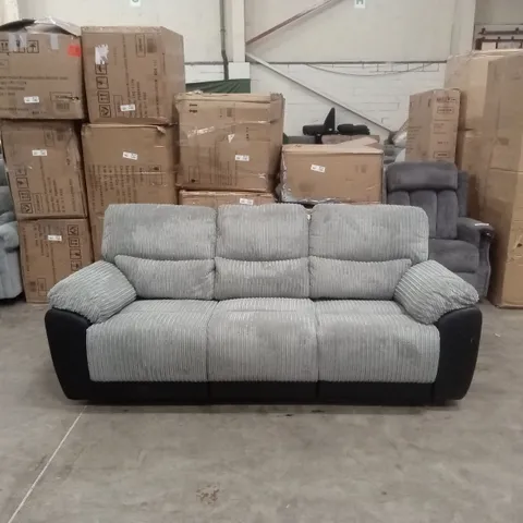 SIENNA FABRIC/FAUX LEATHER HIGH BACK 3 SEATER RECLINER SOFA