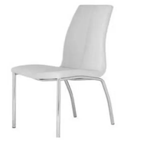 SIX FAUX LEATHER CREAM DINING CHAIRS