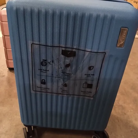 UNBOXED KEPLIN LUGG SMALL SIZE TRAVEL SUITCASE WITH WHEELS SECURE LOCK SYSTEM AND BLUE COLOUR 