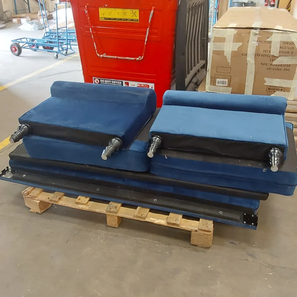 PALLETISED UNASSEMBLED DESIGNER SOFA - BLUE VELVET
