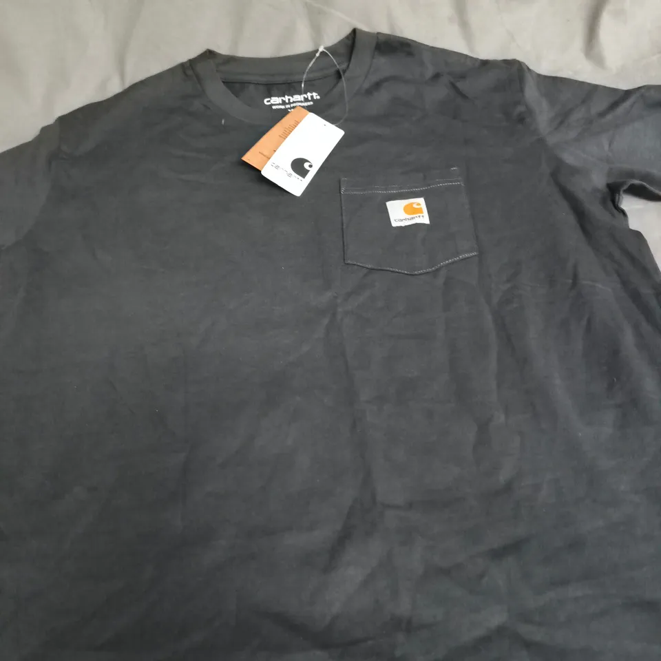 CARHARTT WIP BLACK T‑SHIRT WITH CHEST POCKET - XL