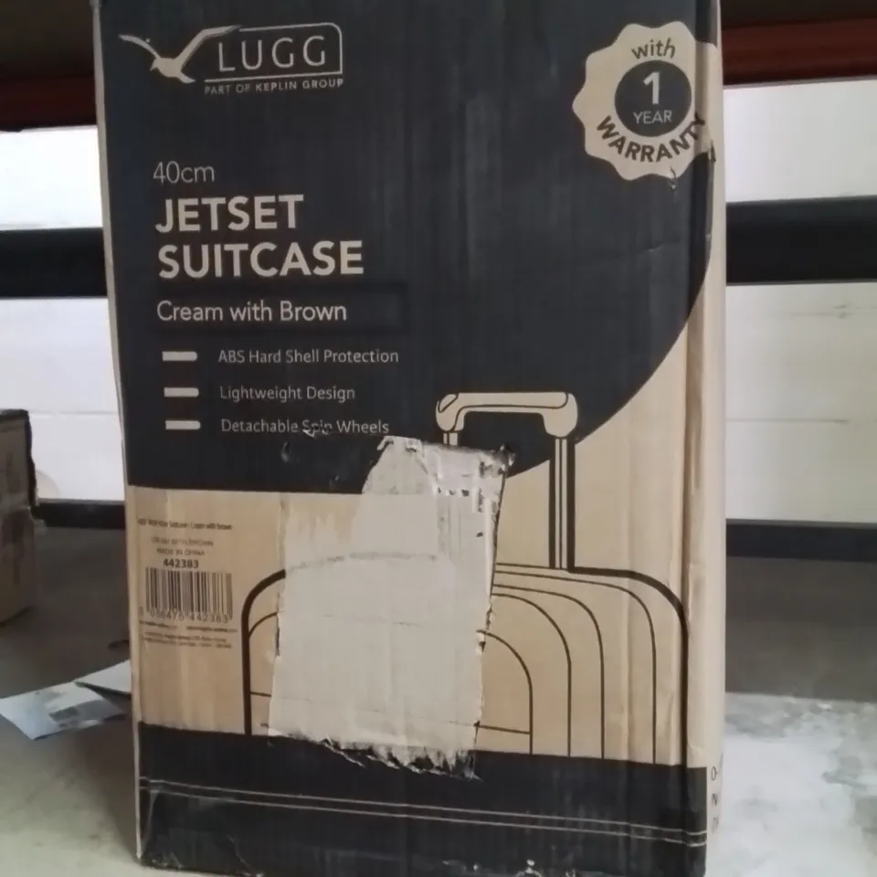BOXED LUGG 40CM JETSET SUITCASE CREAM&BROWN