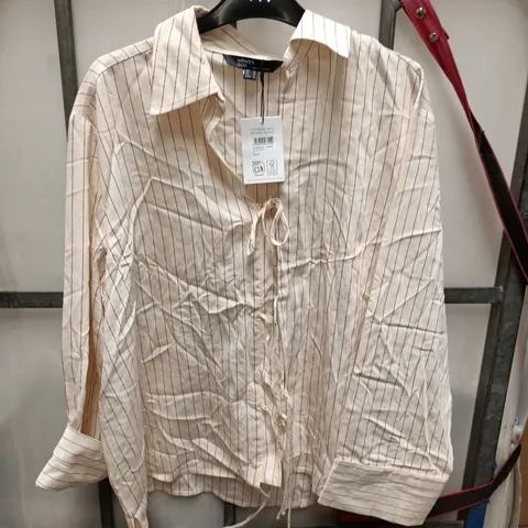 NOBODY'S CHILD BINKY SHIRT – CREAM WITH NAVY PINSTRIPES, SIZE M (KIDS)