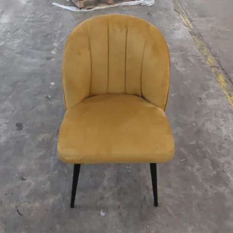 DESIGNER UPHOLSTERED VELVET CHAIR - MUSTARD