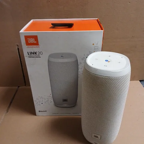 JBL LINK 20 WHITE VOICE-ACTIVATED PORTABLE SPEAKER