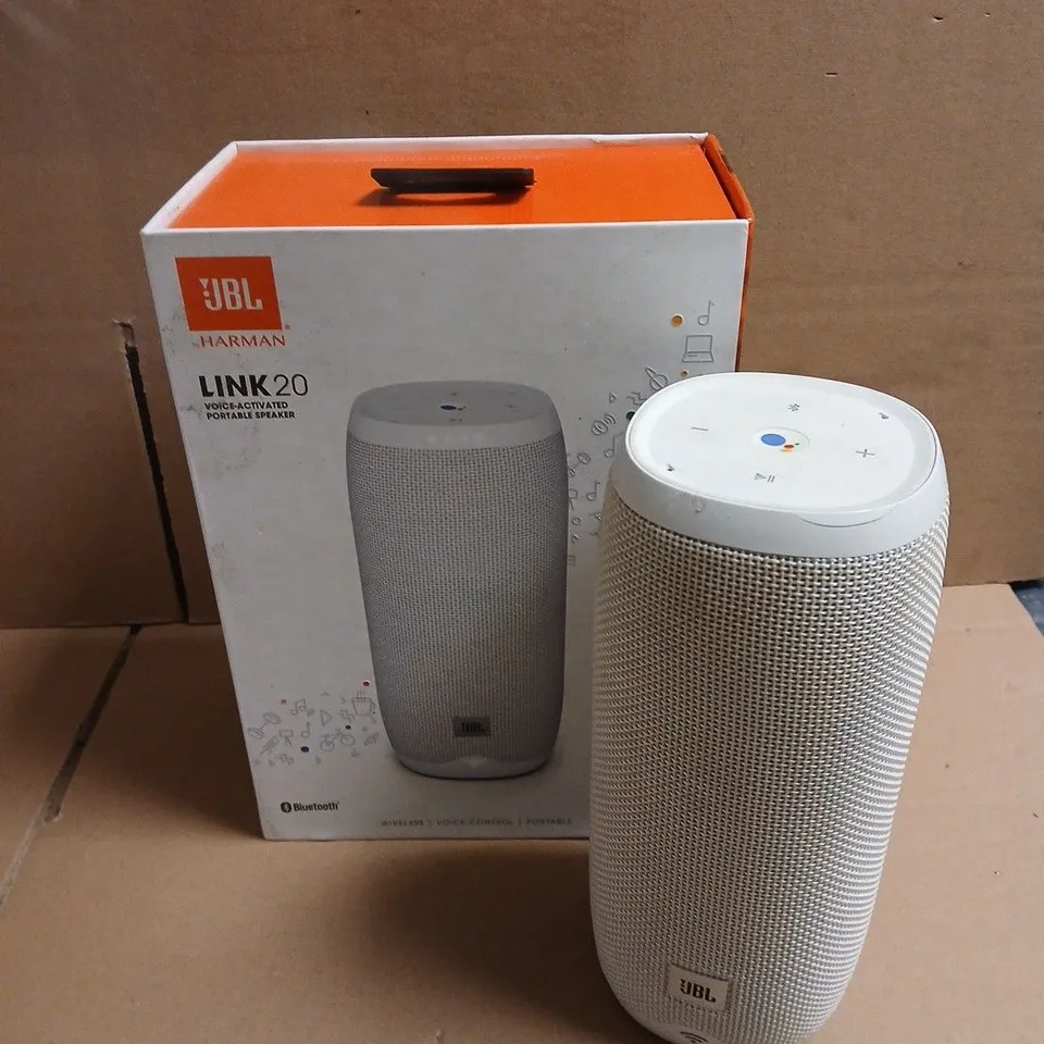 JBL LINK 20 WHITE VOICE-ACTIVATED PORTABLE SPEAKER