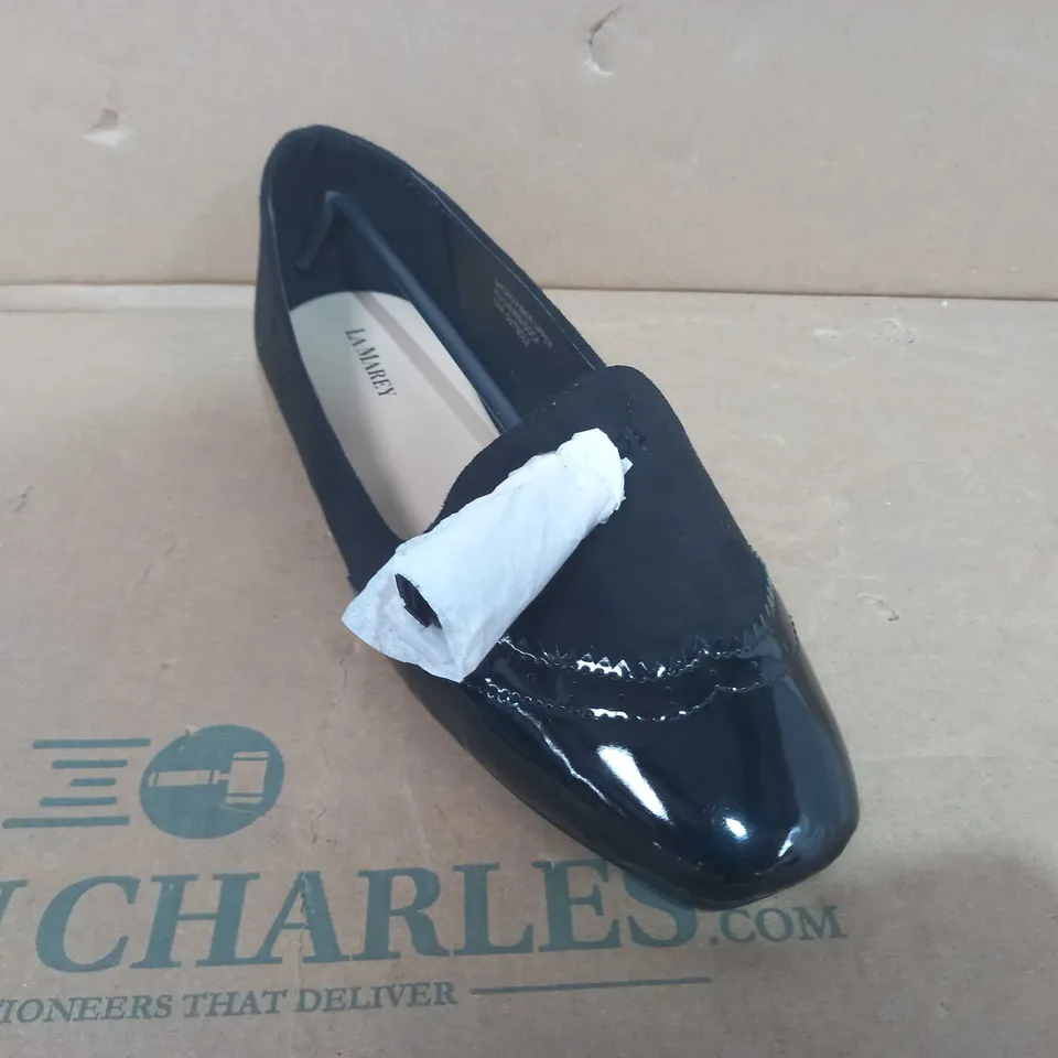 BOXED PAIR OF LA MAREY SLIP ON SHOES IN BLACK UK SIZE 5
