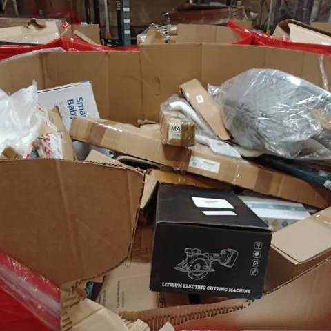 PALLET OF ASSORTED HOUSEHOLD GOODS AND PRODUCTS TO INCLUDE; CUTTING MACHINE,SMART BABY SCALES, CUSHION