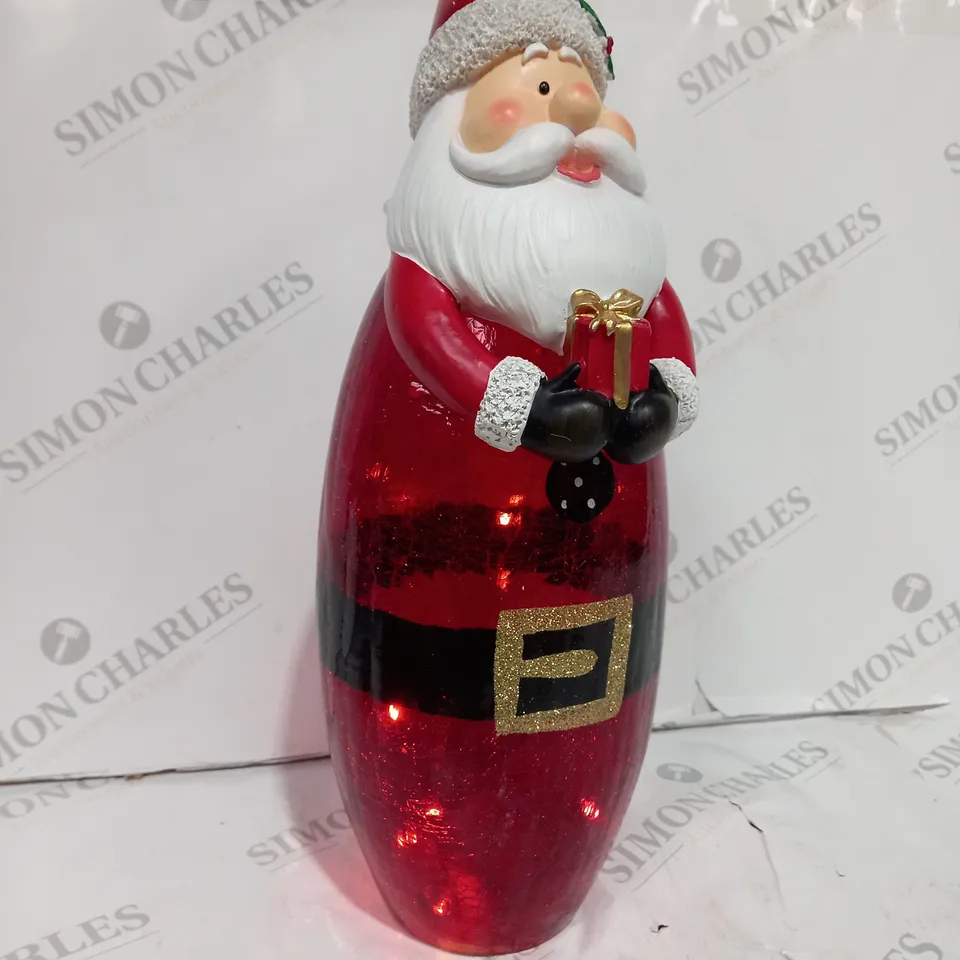 FESTIVE PRE-LIT LARGE GLASS CHRISTMAS CHARACTER - SANTA