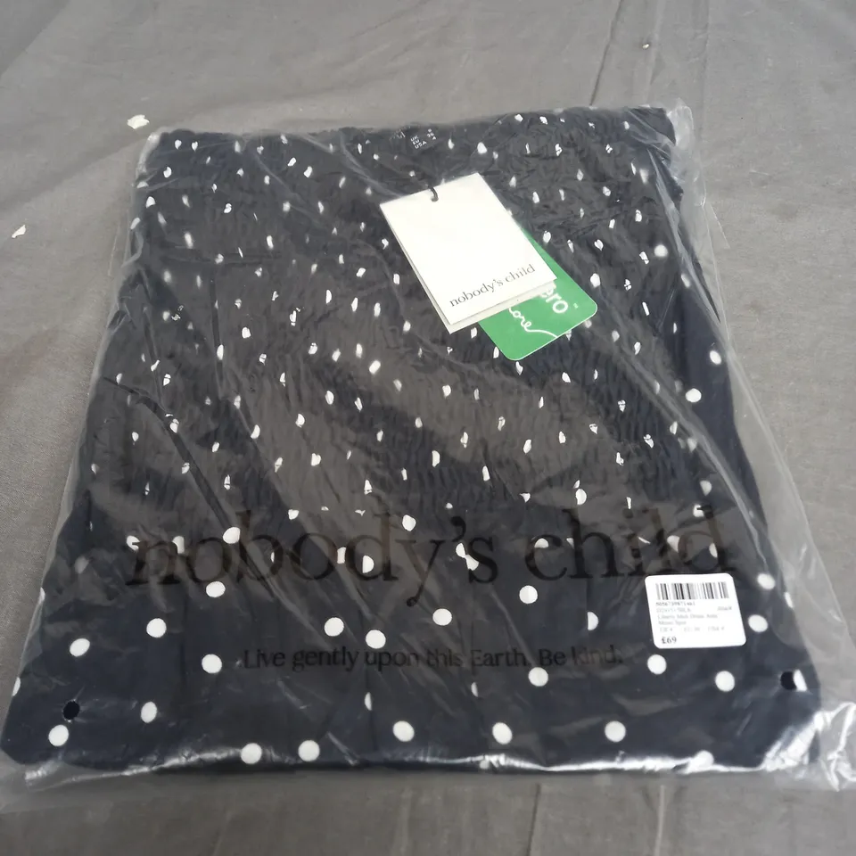 SEALED NOBODYS CHILD LIBERTY MIDI DRESS ASTA MONO SPOT IN BLACK - UK 8 