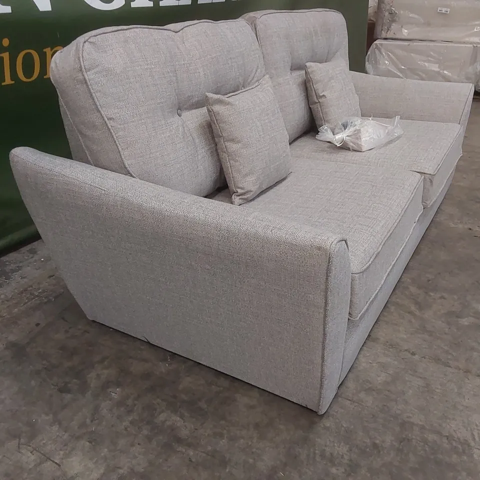QUALITY DESIGNER HALSTOW 3 SEATER FABRIC UPHOLSTERED SOFA - GREY