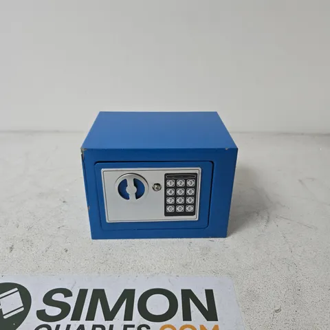 BLUE METAL MINI SAFE WITH ELECTRONIC KEYPAD LOCK