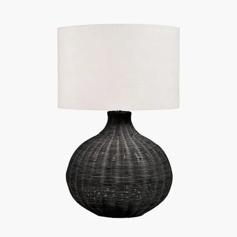 BOXED ALLONA BLACK RATTAN TABLE LAMP
