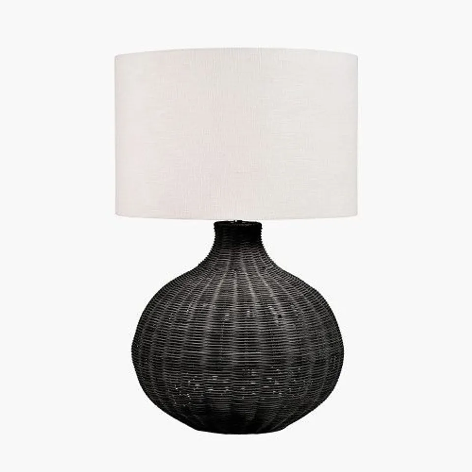 BOXED ALLONA BLACK RATTAN TABLE LAMP