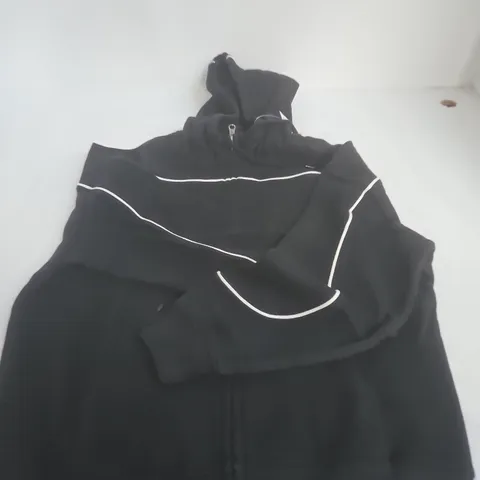 HOLLISTER HOODED JACKET – BLACK WITH WHITE PIPING, UK S