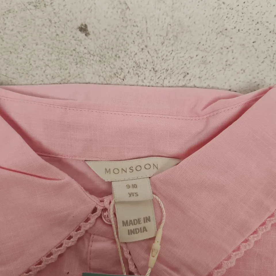 MONSOON PINK GIRLS' DRESS, EYELET DETAILING, UK SIZE 9-10 (9-10 YRS), MADE IN INDIA