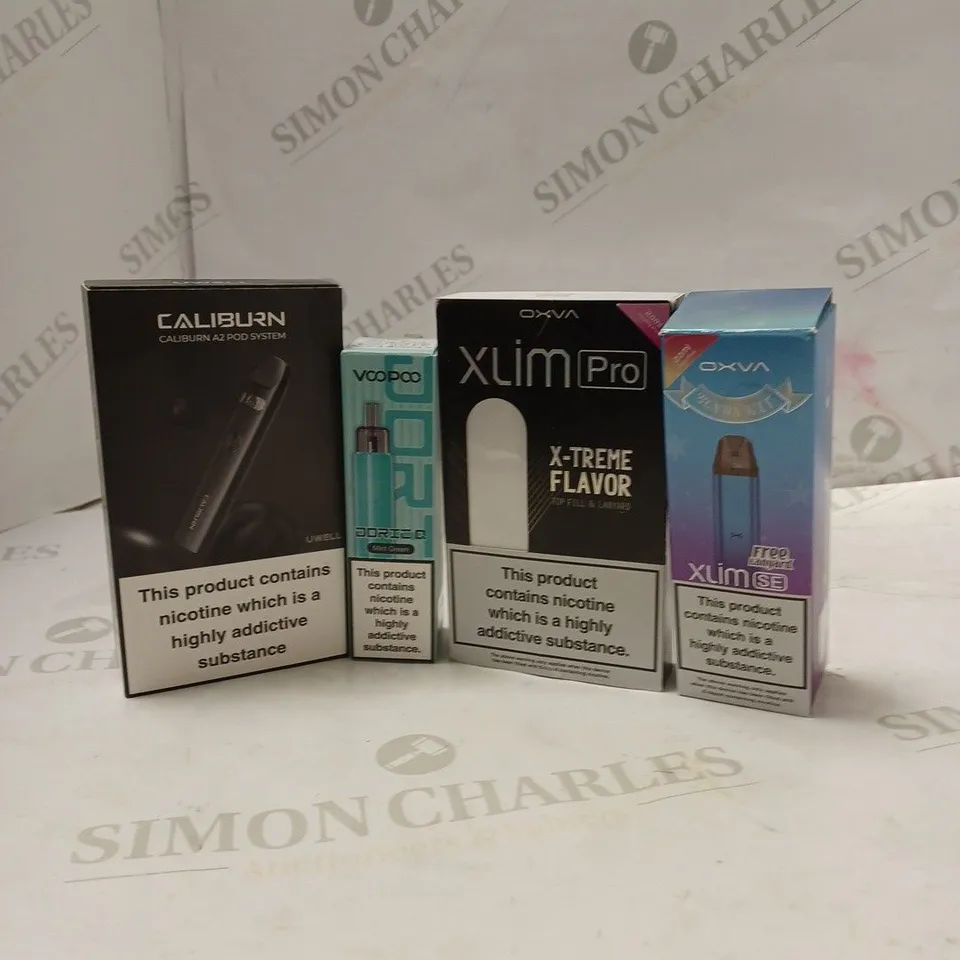 BOX OF APPROX 10 ITEMS TO INCLUDE CALIBURN A2, VOOPOO DORIC Q, OXVA XLIM SE.