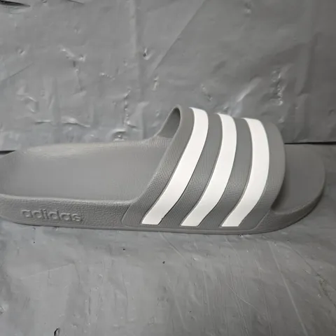 UNBOXED PAIR OF ADIDAS 3 STRIPE SLIDES IN GREY - SIZE 12