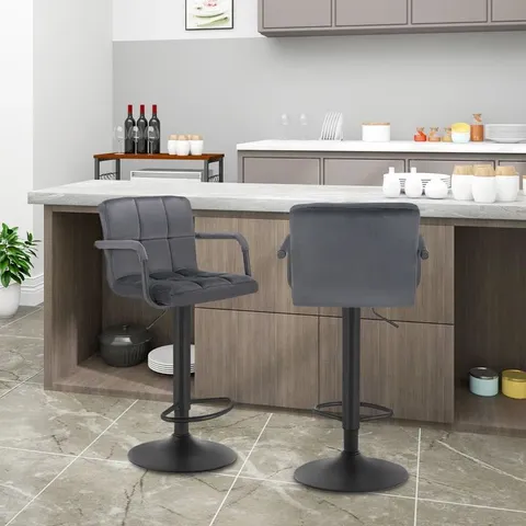 BOXED HAYMARK SWIVEL UPHOLSTERED ADJUSTABLE HEIGHT COUNTER STOOL -DARK BROWN-
