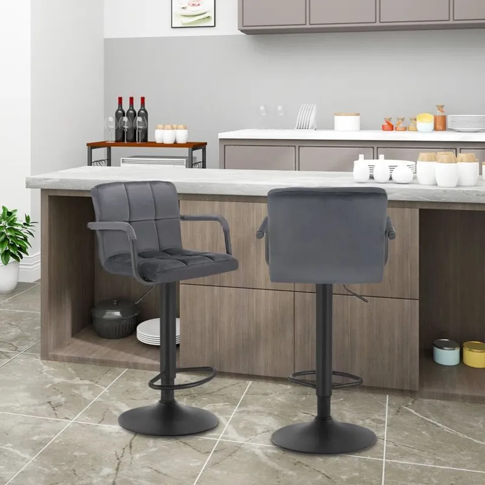BOXED HAYMARK SWIVEL UPHOLSTERED ADJUSTABLE HEIGHT COUNTER STOOL -DARK BROWN-