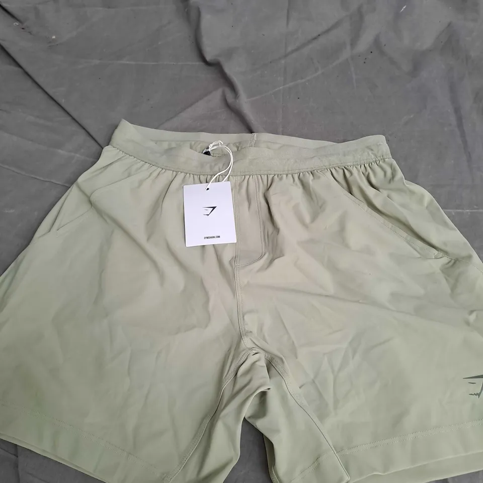 GYMSHARK STUDIO 6" SHORTS LIGHT SAGE GREEN SIZE SMALL