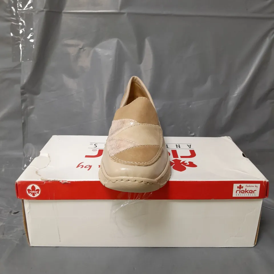RIEKER WEDGE LEATHER LOAFERS BEIGE SIZE 6