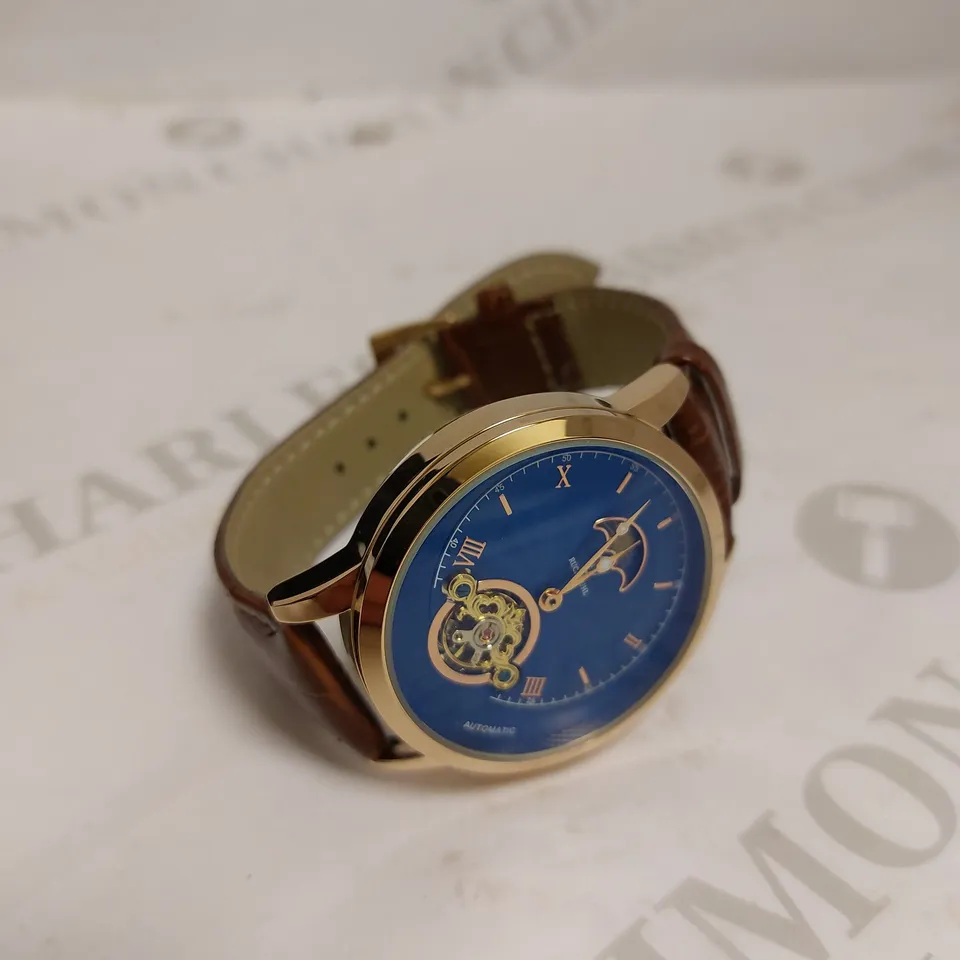 MENS RUCKSTUHL AUTOMATIC DIAL – R100 -TOURBILLION DESIGN DIAL – GLASS EXHIBITION BACK – LEATHER STRAP