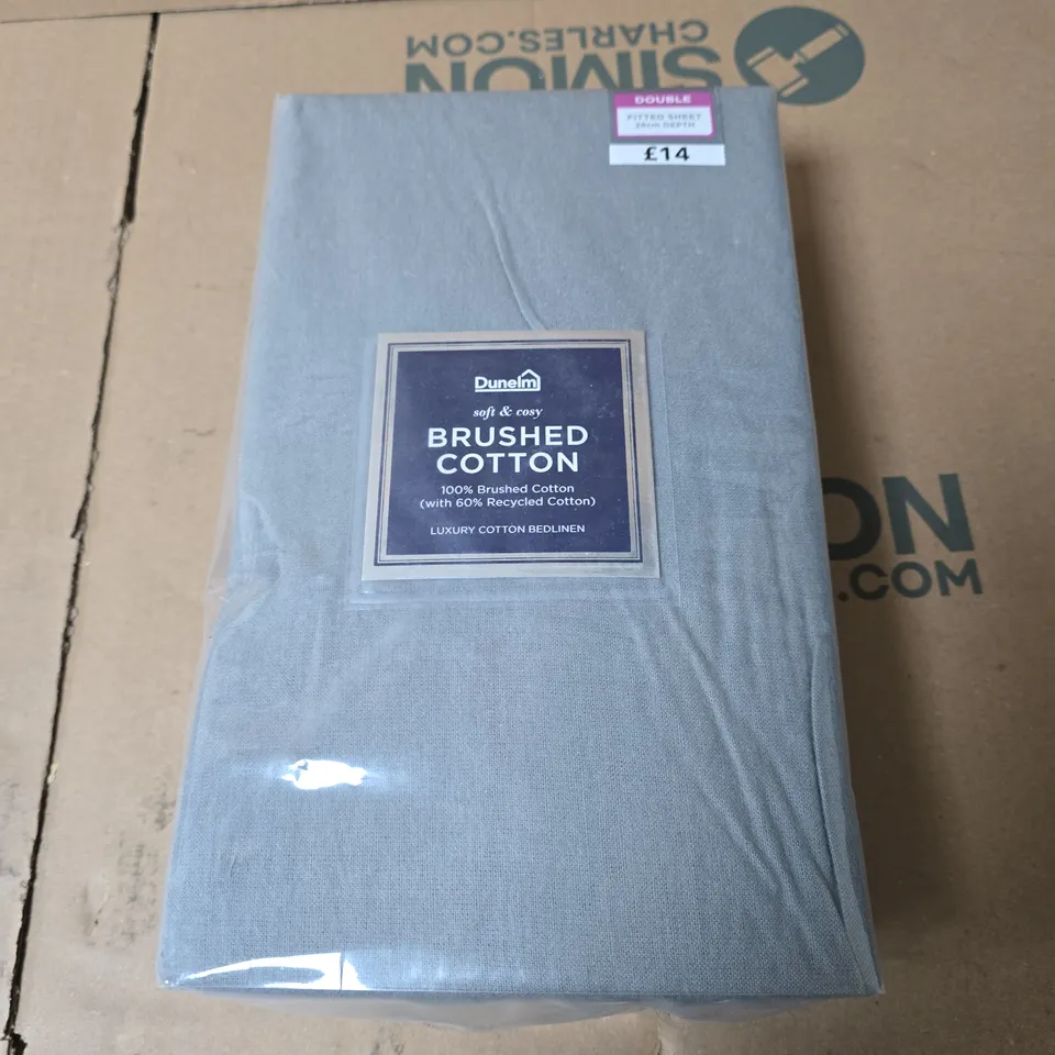 DUNELM SOFT & COSY BRUSHED COTTON BED LINEN – DOUBLE, GREY , DEPTH 28CM 