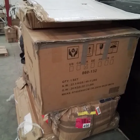 PALLET CONTAINING VARIOUS ASSORTED INCOMPLETE FURNITURE PARTS AND OTHER HOUSEHOLD ITEMS 