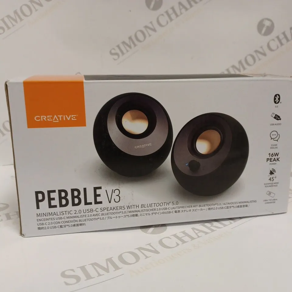 BOXED CREATIVE PEBBLE V3 MINIMALISTIC 2.0 USB-C SPEAKERS 