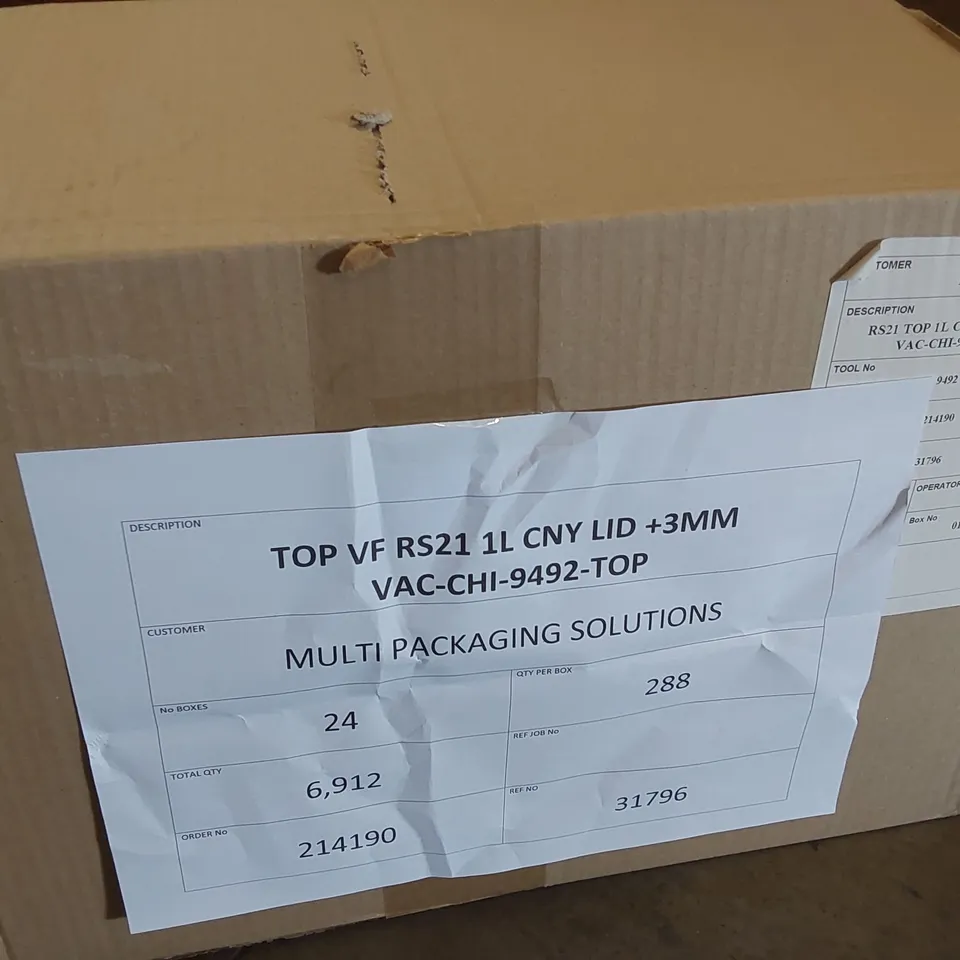 PALLET CONTAINING APPROXIMATELY 12X BOXES OF PLASTIC LIDS