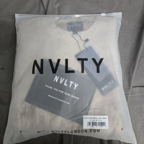 BAGGED NVLTY MOHAIR GRADIENT SWEATER IN STONE - MEDIUM