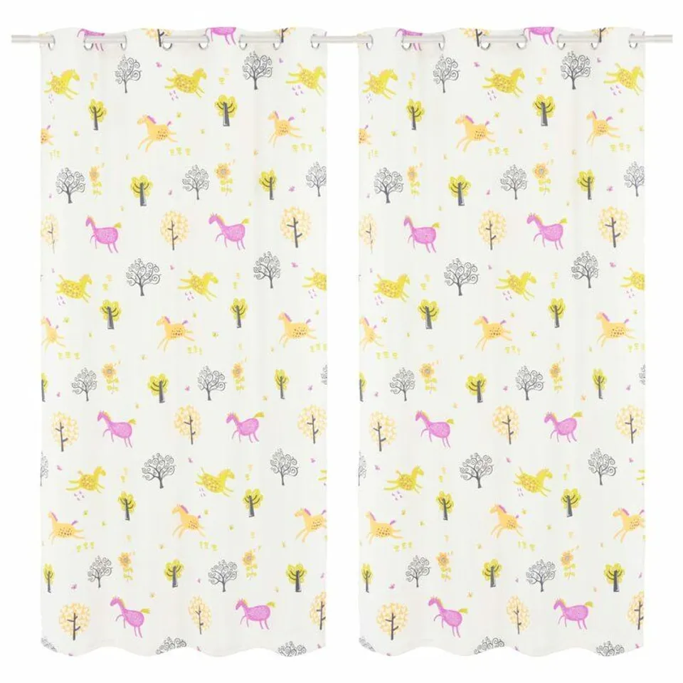 ANDING CHILDREN'S PRINTED HORSES AND TREES EYELET 
