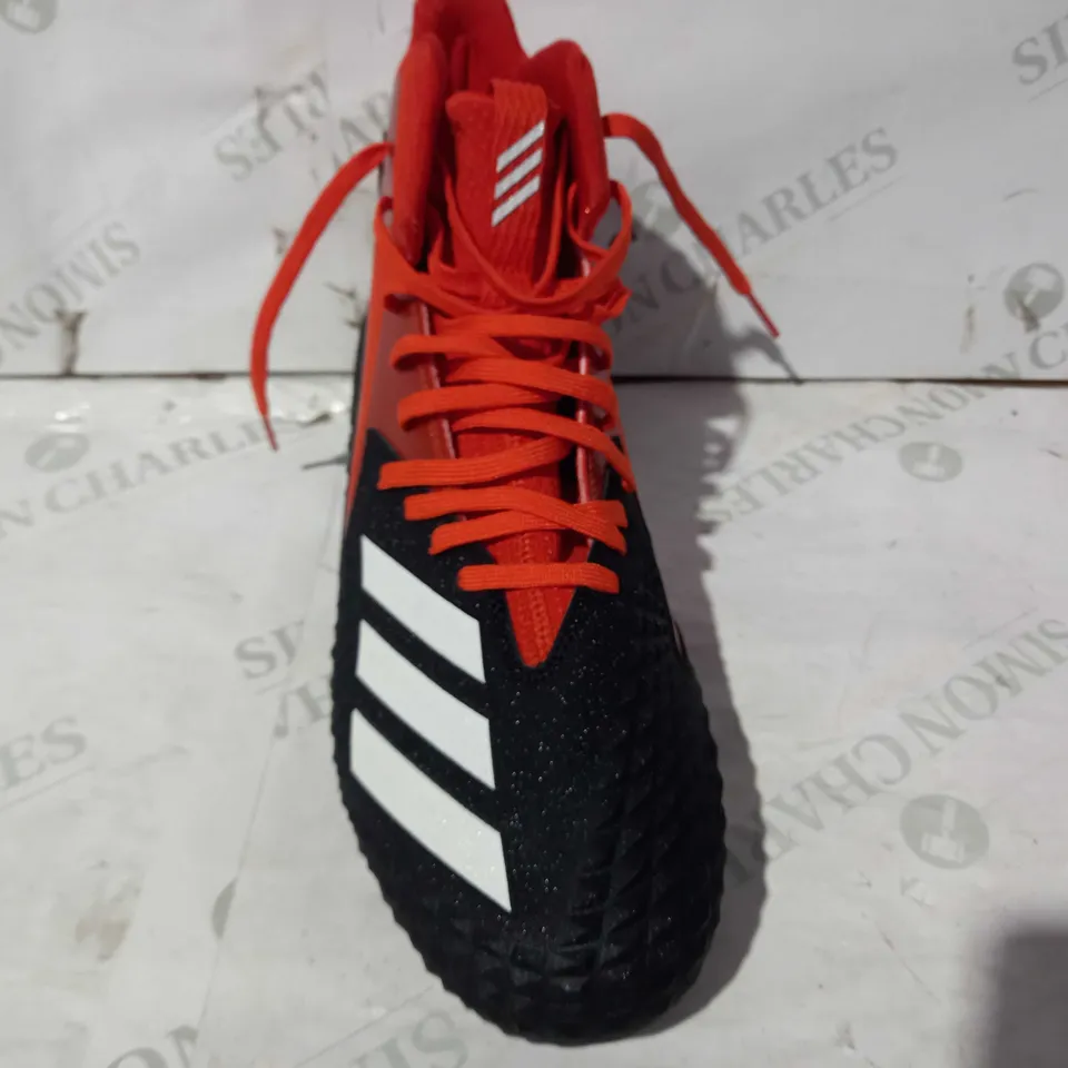 BOXED PAIR OF ADIDAS FREAK X CARBON FOOTBALL BOOTS IN BLACK/ORANGE UK SIZE 12