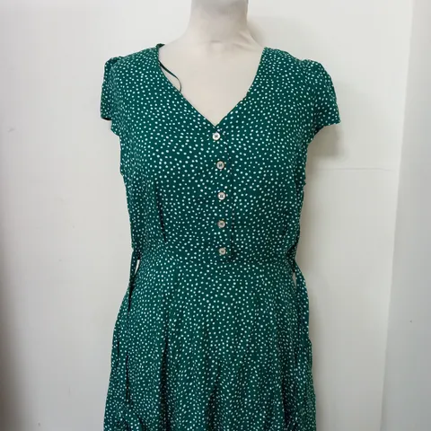 LOUCHE LONDON CATHLEEN DASH MINI DRESS IN GREEN SIZE 12