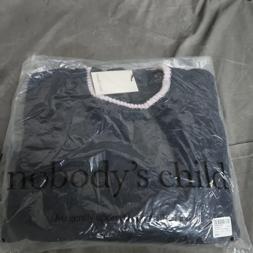 NOBODY'S CHILD BOW BACK RELAXED JUMPER – NAVY, UK M