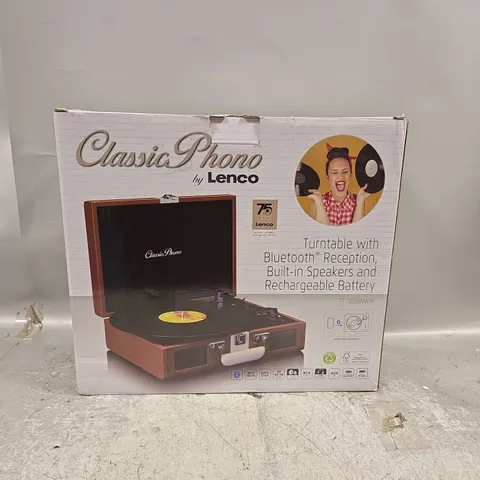 BOXED CLASSIC PHONO BY LENCO TURNTABLE WITH BLUETOOTH RECEPTION TT-120BNWH
