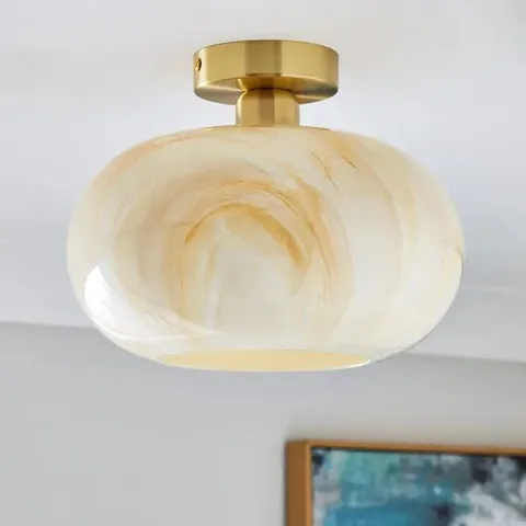 BOXED LACEY ALABASTER SEMI FLUSH CEILING LIGHT