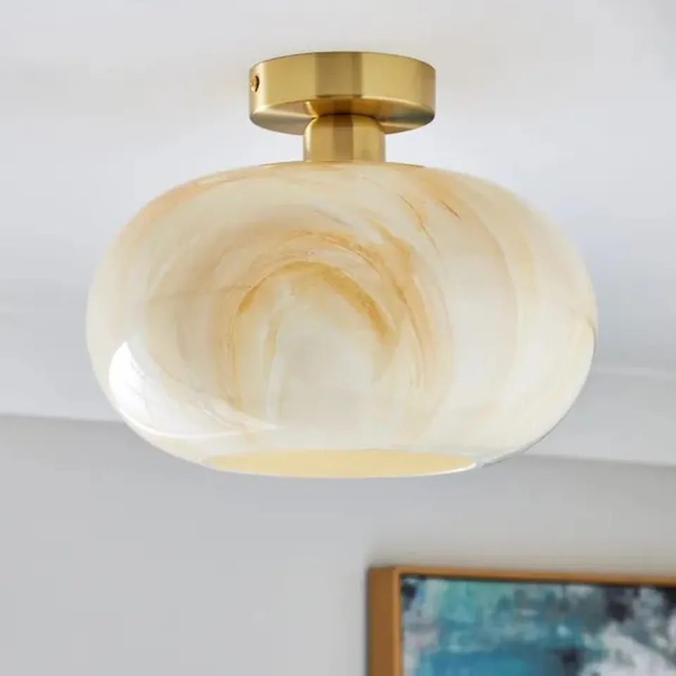 BOXED LACEY ALABASTER SEMI FLUSH CEILING LIGHT