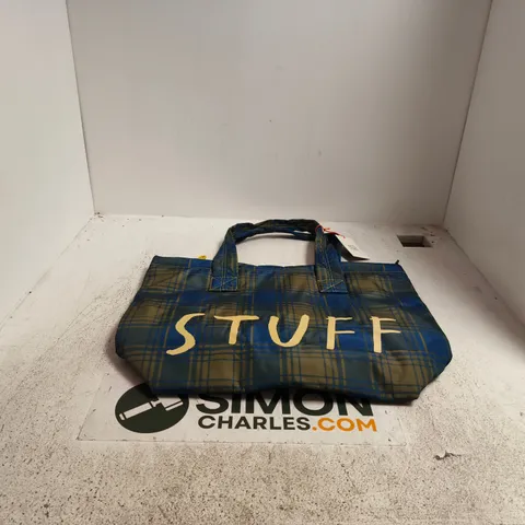 WHITE STUFF TOTE BAG β BLUE/GREEN PLAID, ONE SIZE (WITH TAGS)