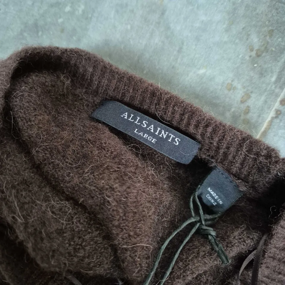 ALL SAINTS LOCK CREW NECK IN OXBLOOD RED - LARGE