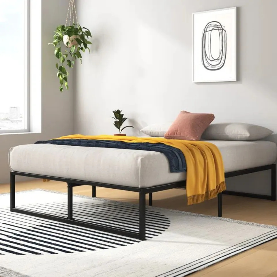 BOXED CORBE MODERN METAL PLATFORM BED FRAME - SIZE UNSPECIFIED (1 BOX)