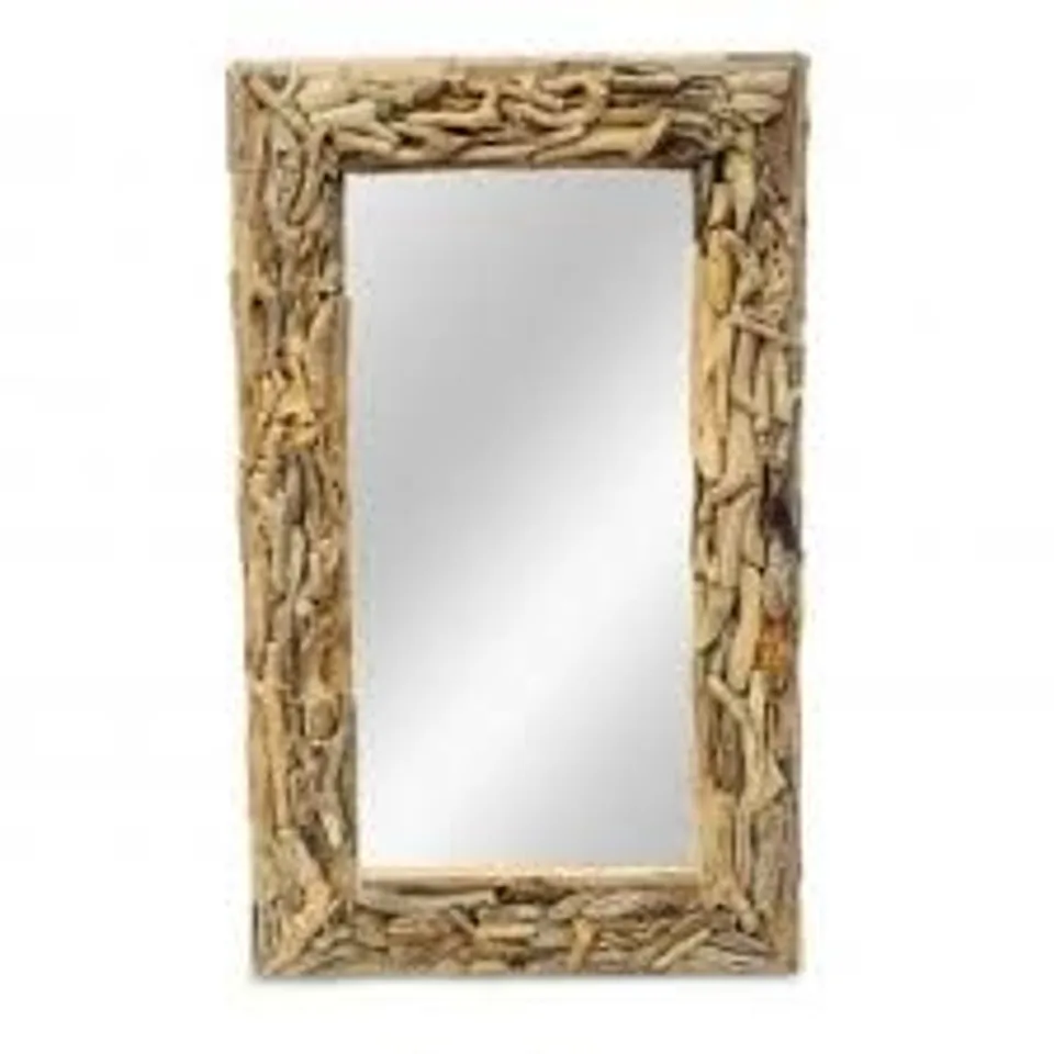 BRAND NEW HOMESDIRECT365 DRIFTWOOD WALL MIRROR RECTANGULAR TEAK ROOT - 140CM