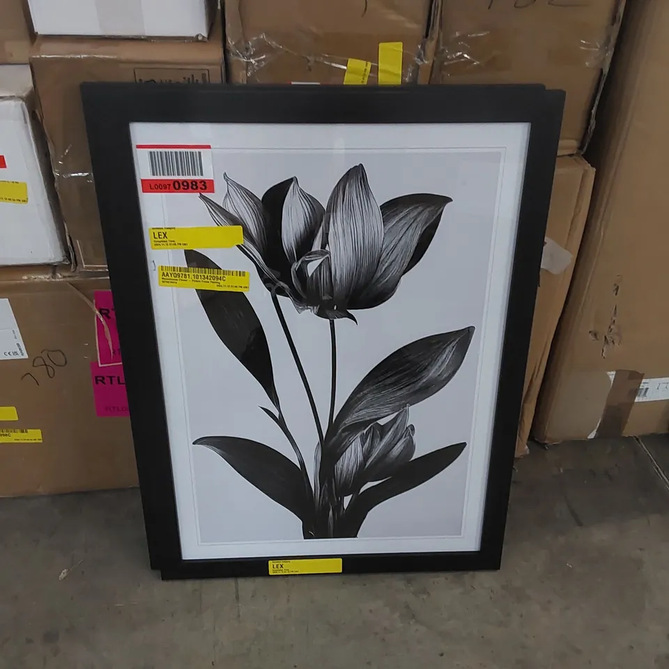 MONOCHROME FLOWER  PICTURE FRAME PAINTING