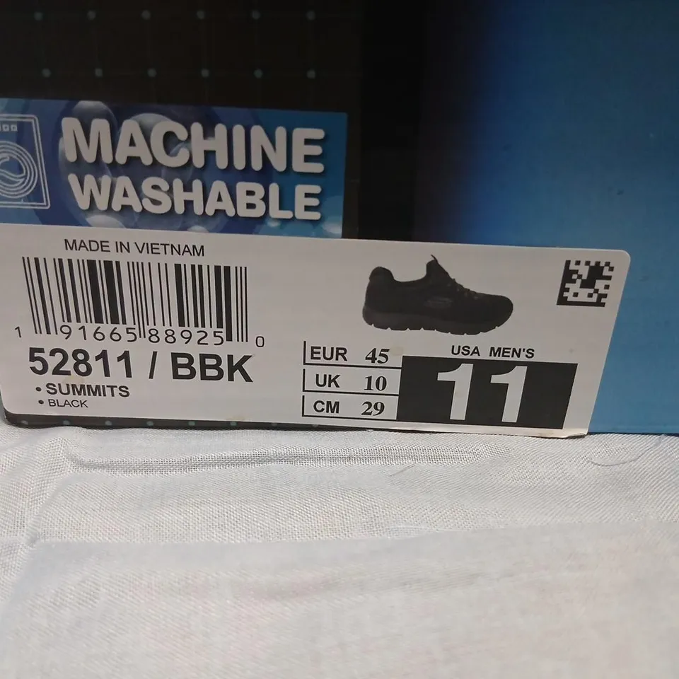 SKECHERS SUMMIT MEMORY FOAM SNEAKERS – BLACK, UK 10 (EU 45, US 11)