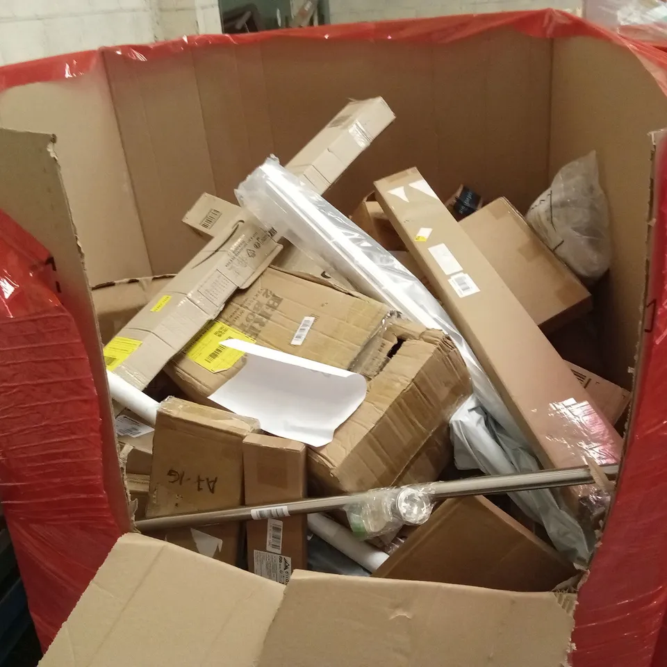 PALLET OF ASSORTED HOUSEHOLD GOODS AND PRODUCTS TO INCLUDE; FURNITURE PARTS AND PIECES