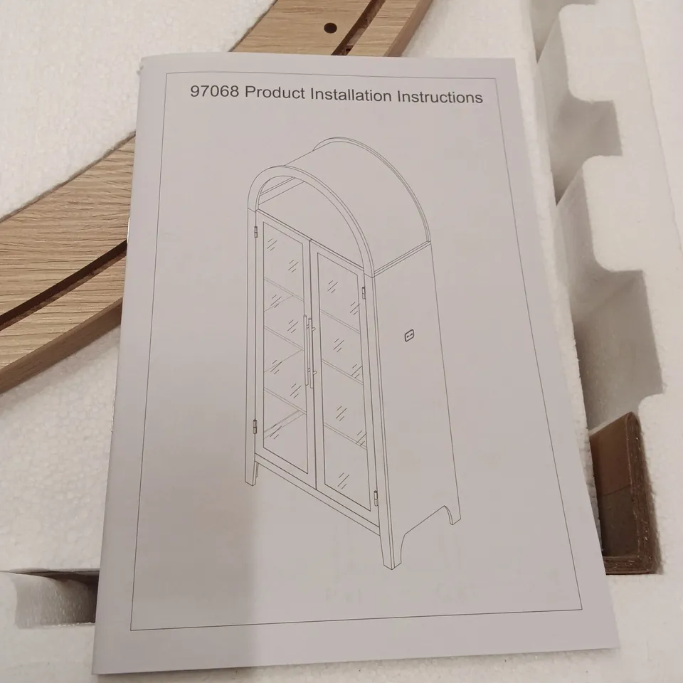BOXED WOOD DISPLAY CABINET WITH LED LIGHTING - NATURAL/GLASS (1 BOX)